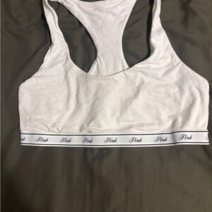 PINK Victoria's Secret White Logo Band Racerback Bralette